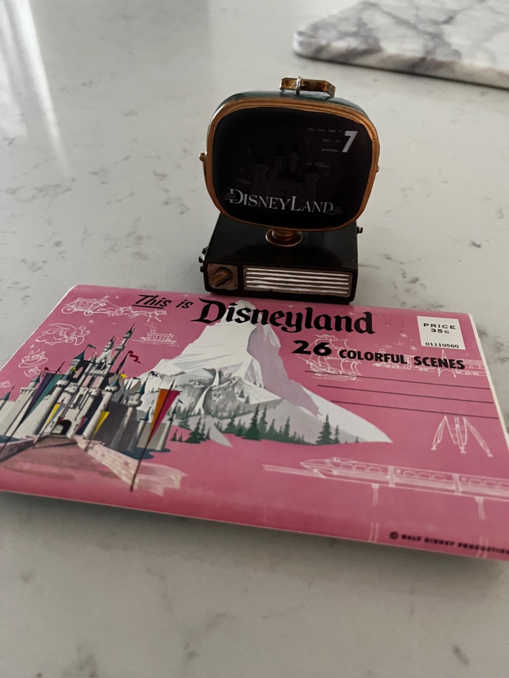 Disneyland Vintage Fold-Out Park Postcard Set &100 year TV ornament